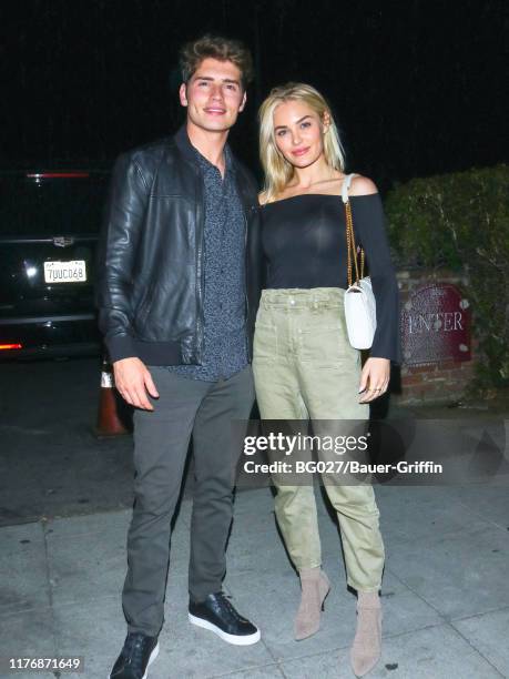 Gregg Sulkin and Michelle Randolph are seen on October 19, 2019 in Los Angeles, California.