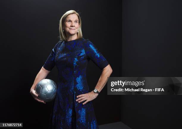 The Best FIFA Women’s Coach 2019 award finalist Jill Ellis of United States poses for a portrait in the photo booth prior to The Best FIFA Football...