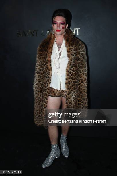 Ezra Miller attends the Saint Laurent Womenswear Spring/Summer 2020 show as part of Paris Fashion Week on September 24, 2019 in Paris, France.