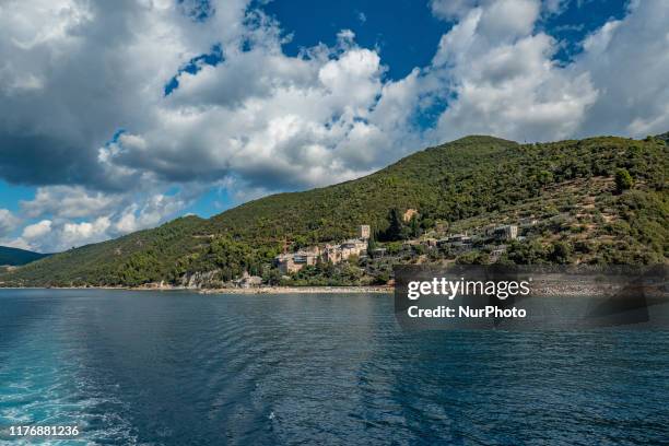 Docheiariou Eastern or Greek Orthodox Monastery at Mount Athos Peninsula in the Autonomous Monastic State of the Holy Mountain Agion Oros,...