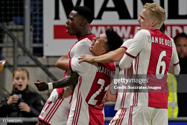 Quincy Promes of Ajax Celebrates 1-2 with Lisandro Martinez of Ajax, Donny van de Beek of Ajax, Joel Veltman of Ajax during the Dutch Eredivisie...