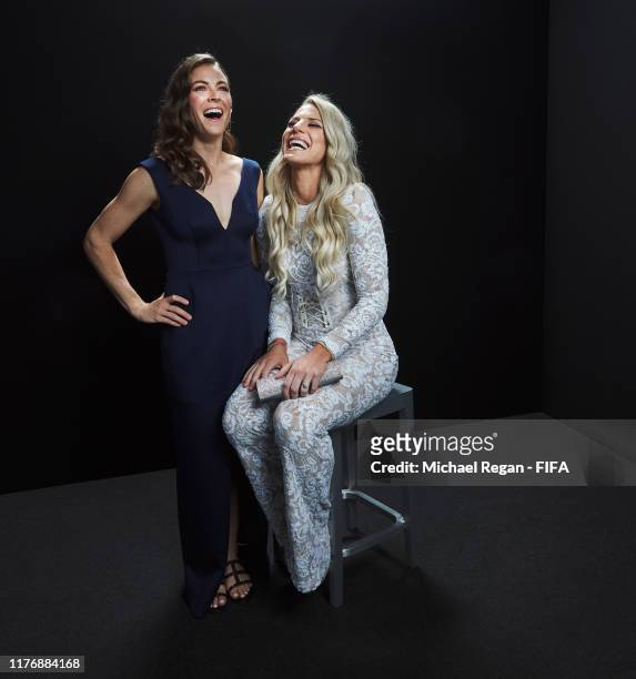 FIFPro Women's World11 Finalist Kelley O'Hara of USA and teammate The FIFA FIFPro Women’s World11 2019 finalist Julie Ertz pose for a portrait in the...