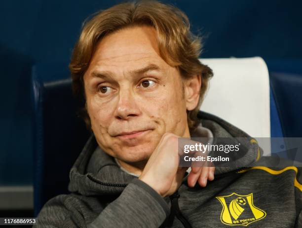 Rostov Rostov-on-Don head coach Valeri Karpin looks on during the Russian Premier League match between FC Zenit Saint Petersburg and FC Rostov...