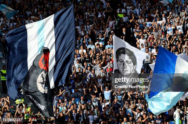 Lazio supporters of Curva Nord during the Serie A match SS Lazio v Atalanta at the Olimpico Stadium in Rome, Italy on October 19, 2019