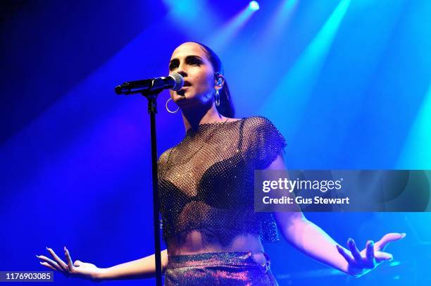 Snoh Aalegra performs on stage at the O2 Shepherd's Bush Empire on September 24, 2019 in London, England.