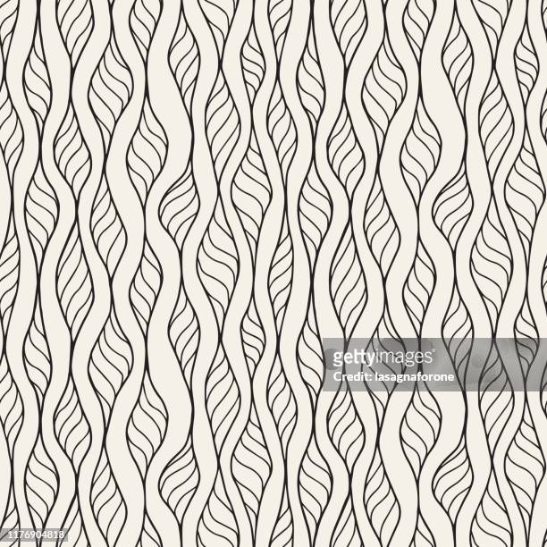 hand drawn seamless pattern vector - wavy hair stock illustrations