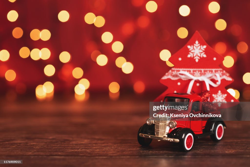 Toy car with Christmas tree