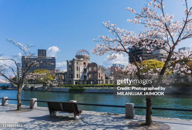 a-bomb dome at hiroshima, japan - hiroshima stock pictures, royalty-free photos & images