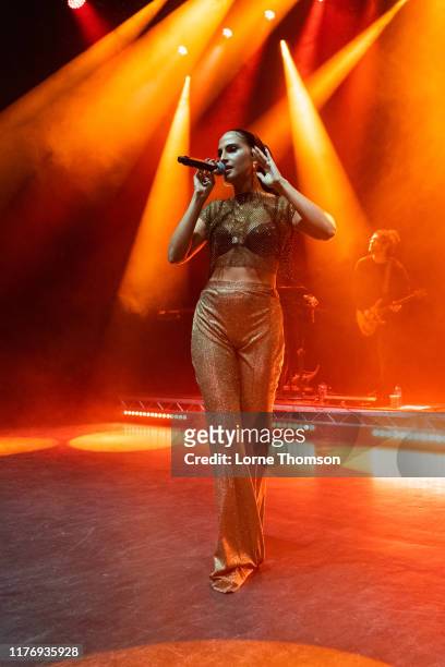 Snoh Aalegra performs on stage at O2 Shepherd's Bush Empire on September 24, 2019 in London, England.