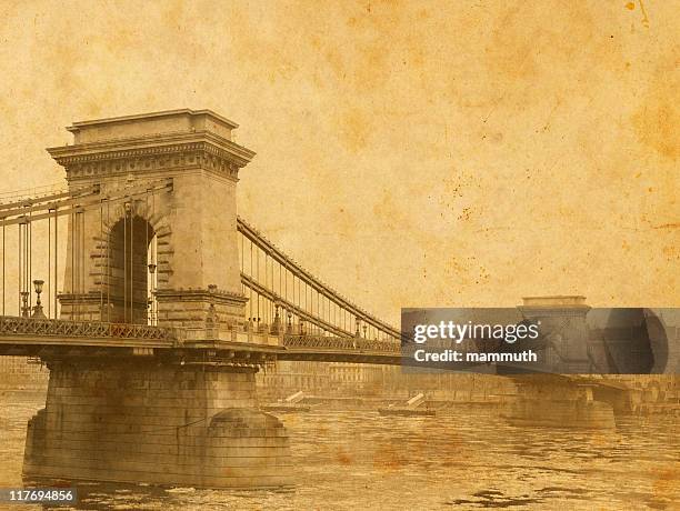 vintage chain-bridge - kettingbrug hangbrug stockfoto's en -beelden