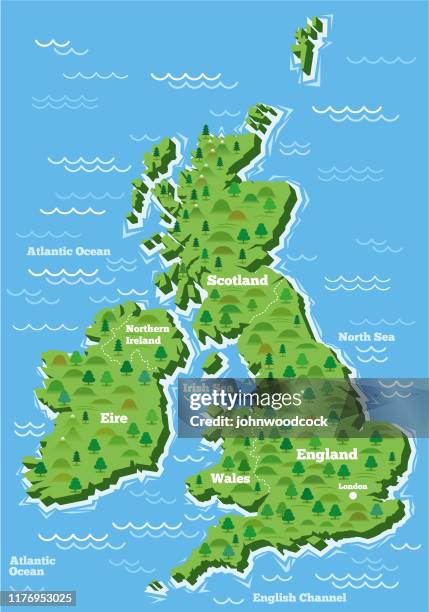 united kingdom simple big map - north wales map stock illustrations