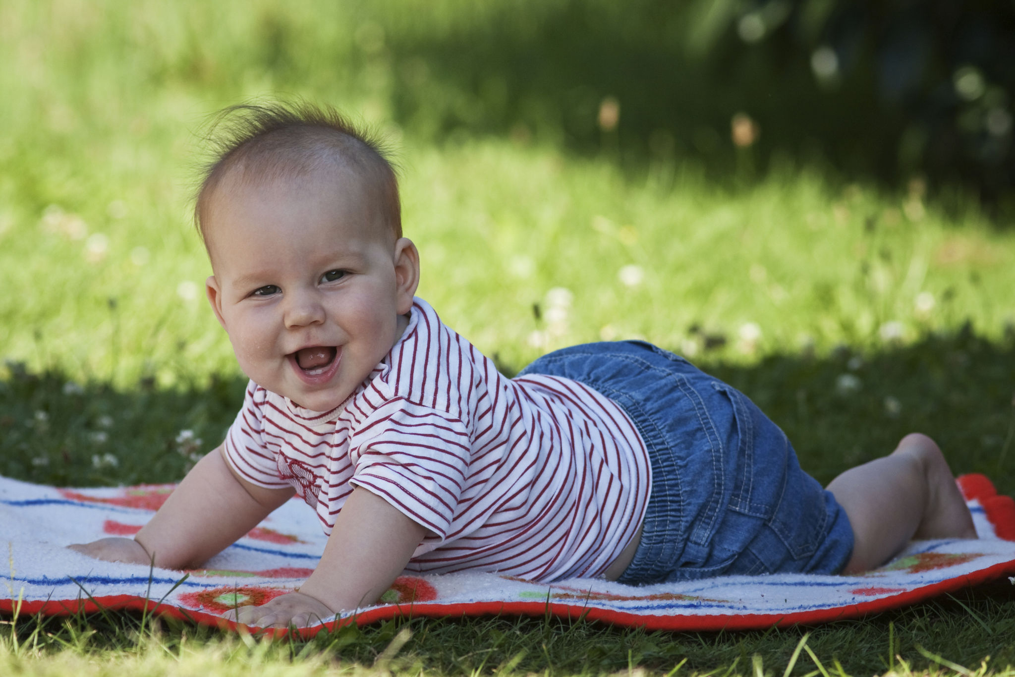 baby outdoors shade
