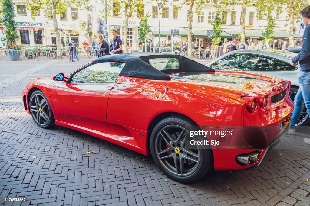 Ferrari F430 Spider sports car rear view