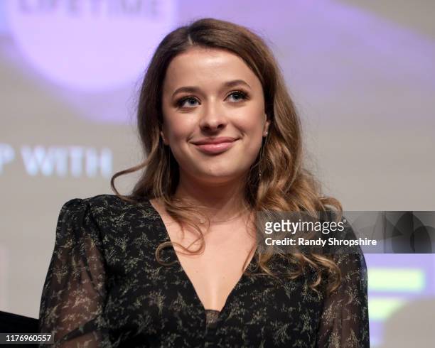 Addison Holley speaks during a special screening of “Trapped: The Alex Cooper Story” hosted by Lifetime in Partnership with The Trevor Project, PFLAG...