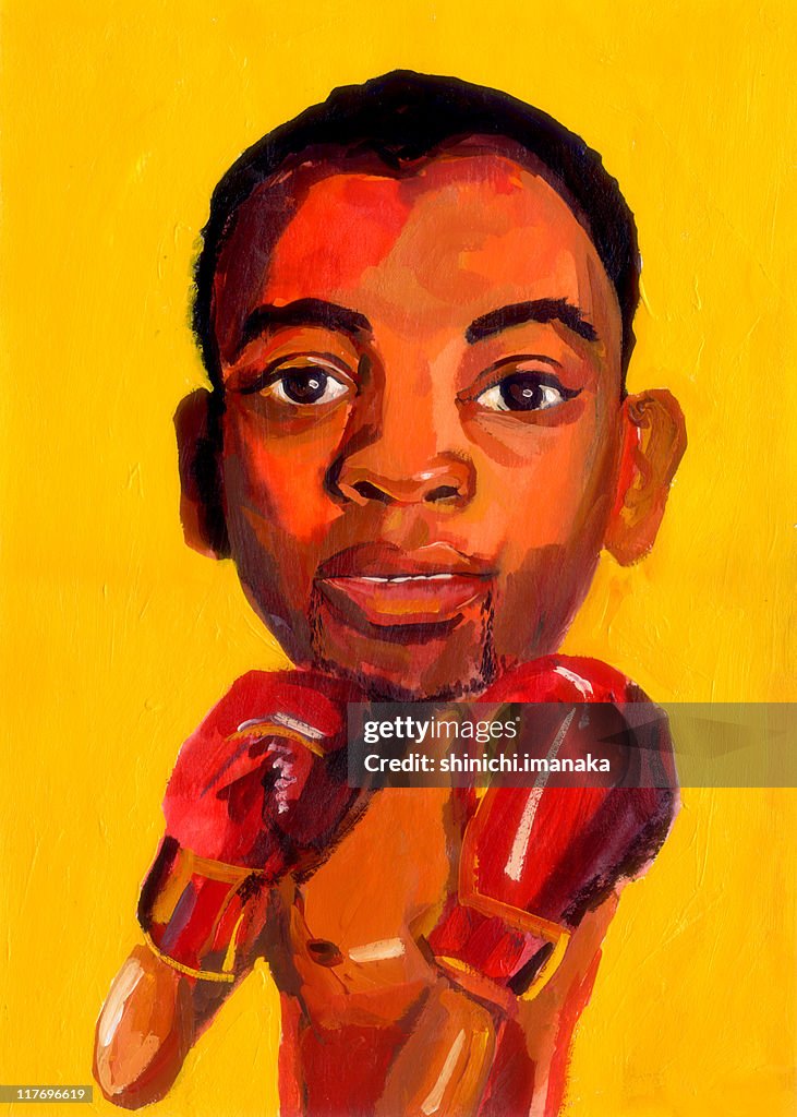Boxer against yellow background