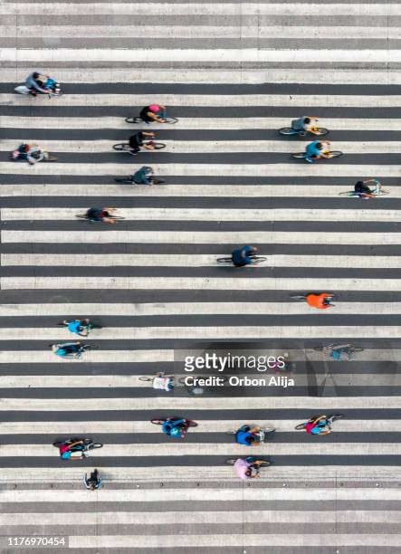 people cycling in the street. mexico city - pedestrian path stock pictures, royalty-free photos & images