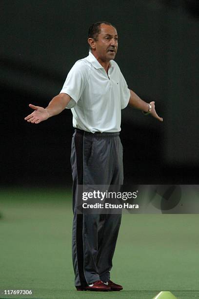 Tokyo Verdy 1969 head coach Osvaldo Ardiles gestures during the J.League Division 1 second stage match between Tokyo Verdy 1969 and Nagoya Grampus...