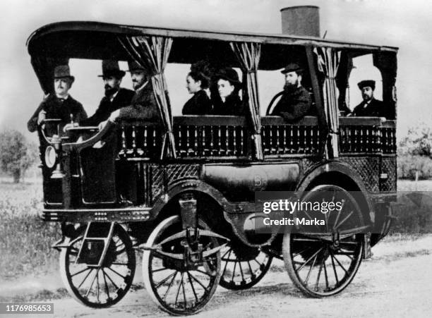 Automotive obeissante built by french steam pioneer amedee bollee. 1872.