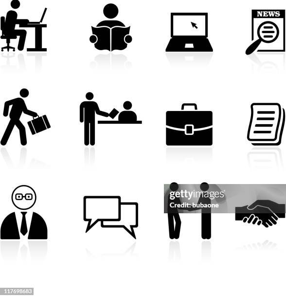 ilustraciones, imágenes clip art, dibujos animados e iconos de stock de búsqueda de trabajo blanco y negro sin royalties de conjunto de iconos vectoriales - job search