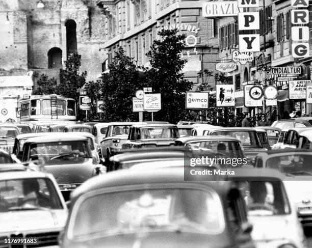 Traffic in via Veneto. Rome. 1971.