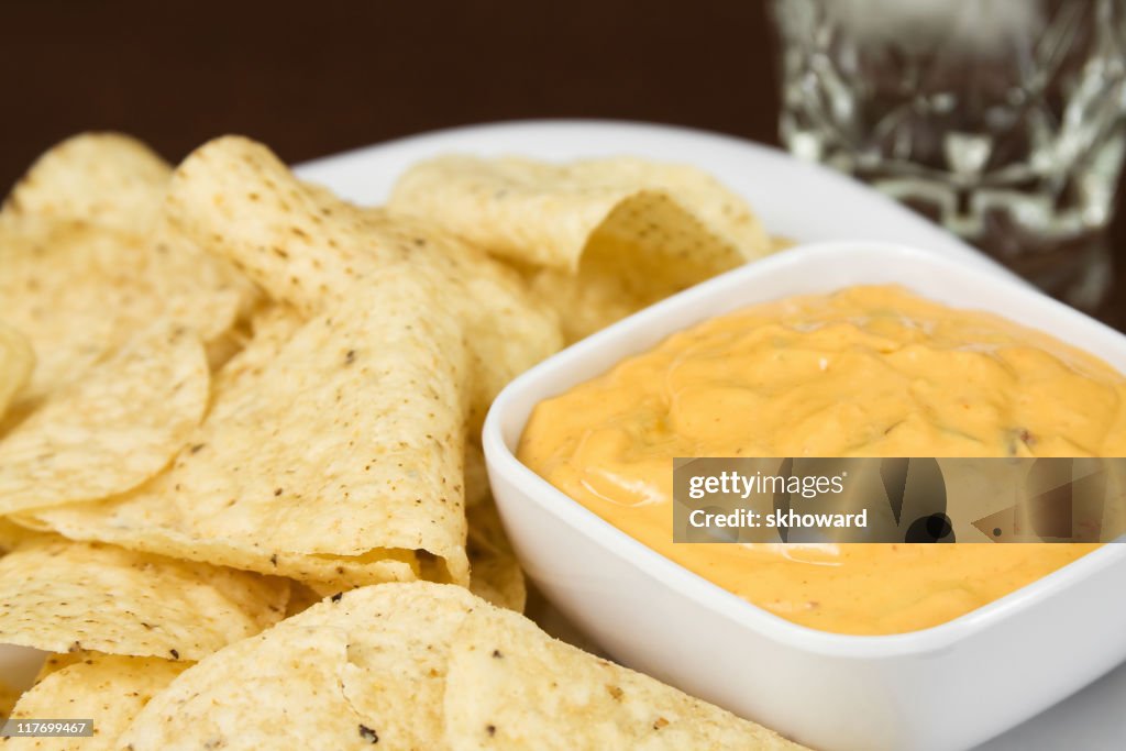 White Corn Tortilla Chips and Cheese Dip