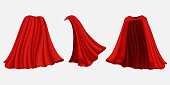 Superhero red silk cloak, vector isolated illustration
