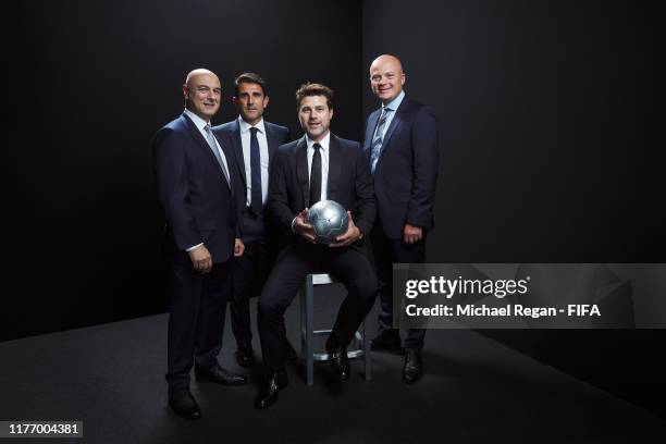 Tottenham Hotspur chairman Daniel Levy, assistant manager Jesus Perez, manager Mauricio Pochettino and chief scout Steve Hitchen pose for a portrait...