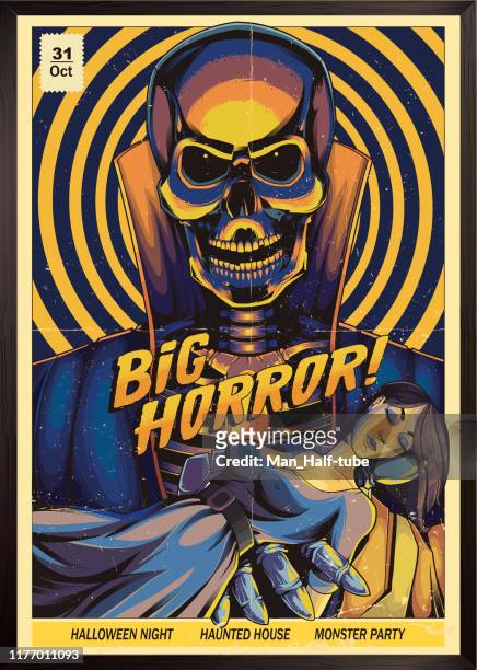 horror-poster. monster party - poster stock-grafiken, -clipart, -cartoons und -symbole