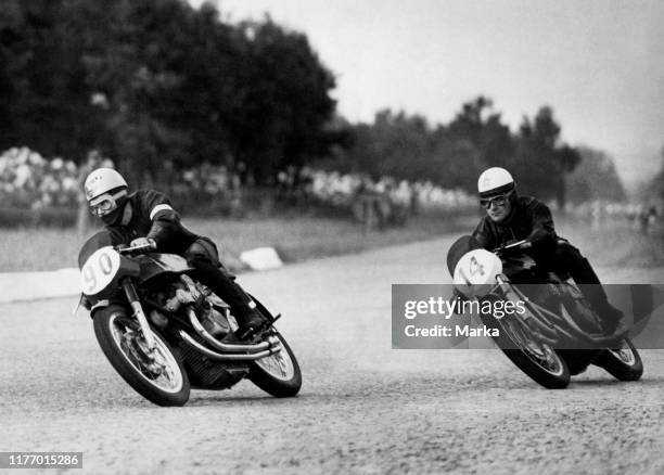 Geoff duke and carlo bandirola. Gran premio delle nazioni. 1953.