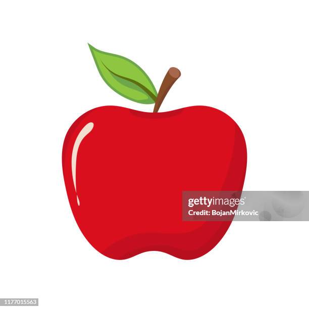 ilustraciones, imágenes clip art, dibujos animados e iconos de stock de icono de apple sobre fondo blanco. ilustración vectorial - juicy