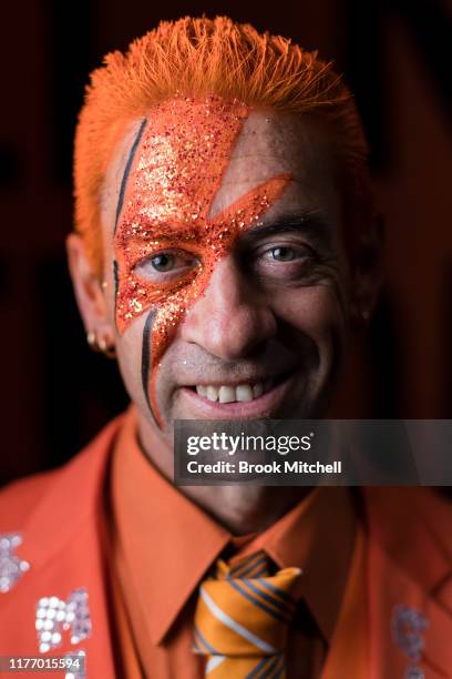 Giants fan Seb Dell'Orefice poses for a photo at his home in Sydney's West before Saturday's 2019 AFL Grand Final on September 25, 2019 in Sydney,...