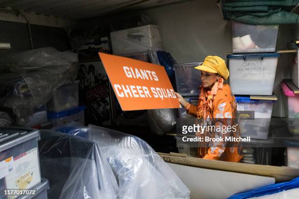 Giants fans Kath Dell'Orefice prepares for Saturday's 2019 AFL Grand Final on September 25, 2019 in Sydney, Australia. Kath and husband Seb have been...