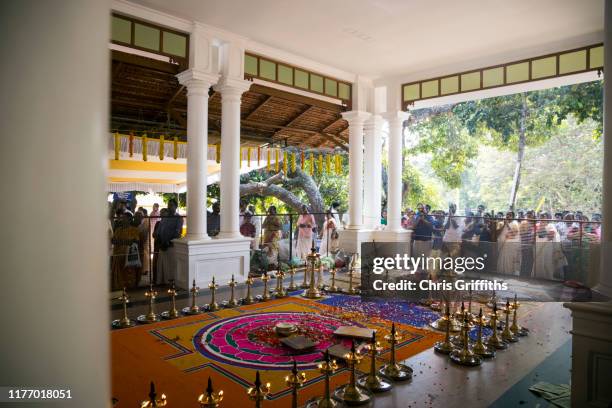 puja prayer offering for sree narayana guru at the sivagiri mutt - sivagiri stock pictures, royalty-free photos & images