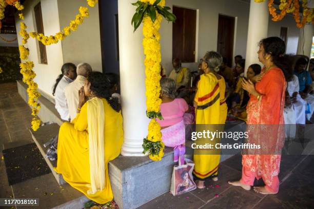 puja prayer offering for sree narayana guru at the sivagiri mutt - sivagiri stock pictures, royalty-free photos & images