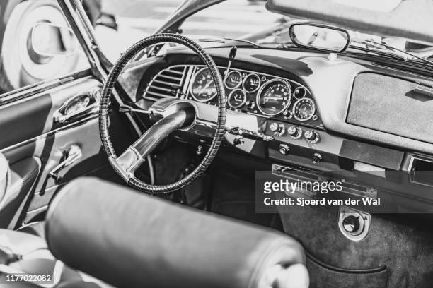 Citroën DS 21 Cabriolet 2100 Usine classic convertible French car interior on display at the 2019 Concours d'Elegance at palace Soestdijk on August...