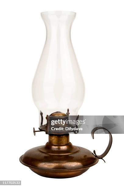 old fashioned oil lamp  isolated on white - oil lamp 個照片及圖片檔