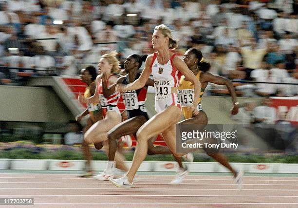 Katrin Krabbe of Germany during the Women's 100 metres final on 27th August 1991 during the 3rd IAAF World Championships in Athletics at the Olympic...