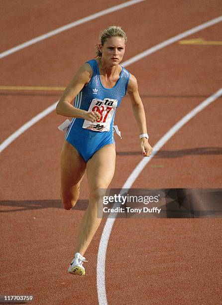 Katrin Krabbe of East Germany during the Women's 200 metres at the 15th European Athletics Championships on 30th August 1990 at the Olympic Stadium...