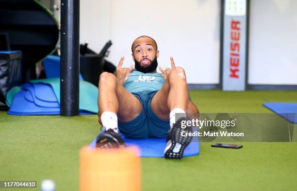 Nathan Redmond during a Southampton FC training/recovery session at Staplewood Complex on September 25, 2019 in Southampton, England.