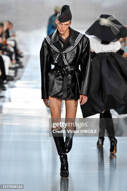 Model Leon Dame walks the runway during the Maison Margiela Ready to Wear Spring/Summer 2020 fashion show as part of Paris Fashion Week on September...