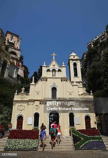 General view of Sainte Devote church ahead of the Royal Wedding of Prince Albert II of Monaco to Charlene Wittstock on June 30, 2011 in Monaco. The...