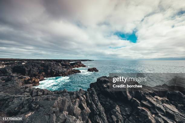 litoral rochoso em islândia do sudoeste - rocky coastline - fotografias e filmes do acervo