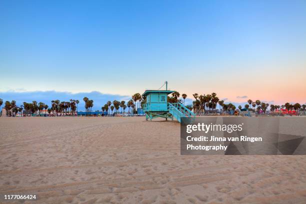 life guard tower on the beach in venice, california - venice california stock pictures, royalty-free photos & images