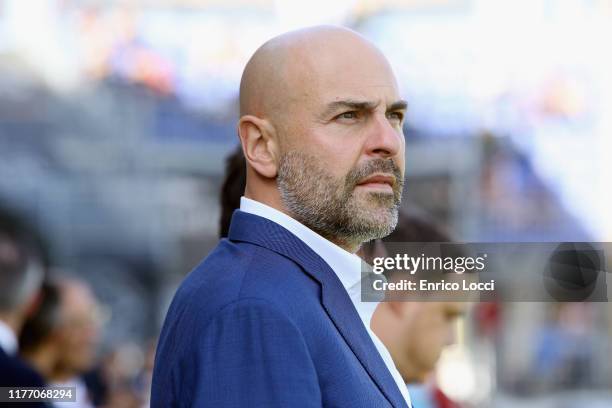 President's of Cagliari Tommaso Giulini looks on during the Serie A match between Cagliari Calcio and SPAL at Sardegna Arena on October 20, 2019 in...