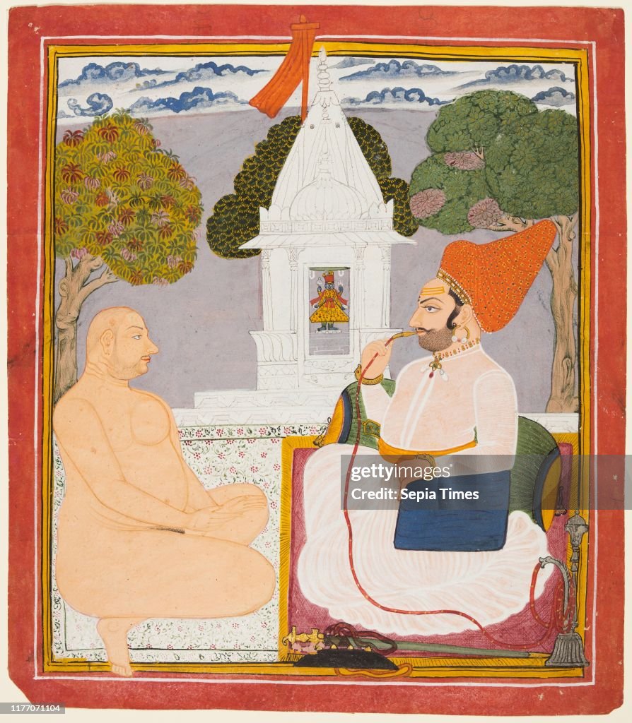 A Rathor Noble Visiting a Digambara holy man at a Vishnu Shrine