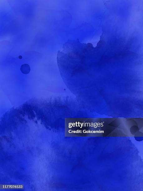 border of hues of navy blue paint splashing droplets. watercolor strokes design element. navy blue colored hand painted abstract texture. - watercolor background stock illustrations