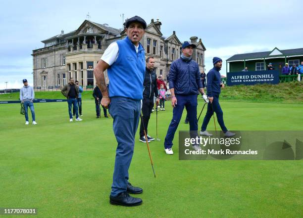 Former football player Vinnie Jones during the Hickory Challenge during preview for the Alfred Dunhill Links Championship at The Old Course on...