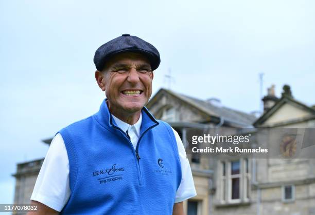 Former football player Vinnie Jones during the Hickory Challenge during preview for the Alfred Dunhill Links Championship at The Old Course on...