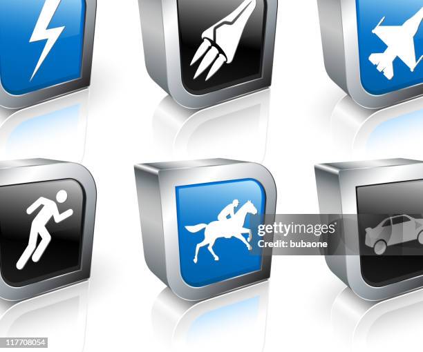 speed 3d royalty free vector icon set - car reflection stock illustrations