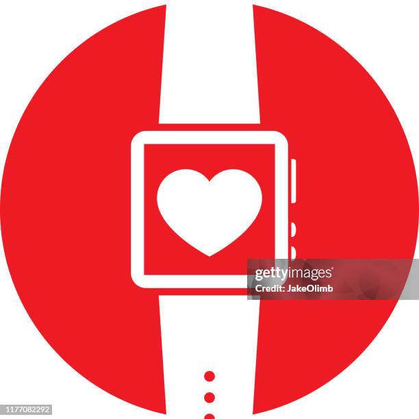 smart watch heart icon silhouette - strap stock illustrations